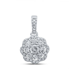 Captivating Brilliance: 10kt White Gold Womens Round Diamond Cluster Pendant 1/4 Cttw Top view from the 10Kt White Gold Womens Round Diamond Cluster Pendant 1 4 Cttwpin217880 collection by Splendid Jewellery