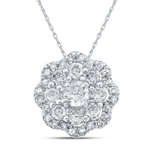 Load image into Gallery viewer, Mesmerizing Brilliance: 10kt White Gold Round Diamond Cluster Pendant Top view from the 10Kt White Gold Womens Round Diamond Cluster Pendant 1 4 Cttwpin217843 collection by Splendid Jewellery