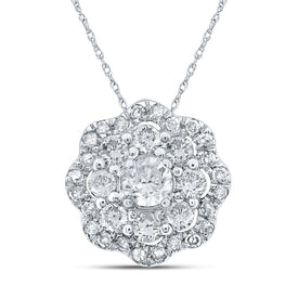 Mesmerizing Brilliance: 10kt White Gold Round Diamond Cluster Pendant Top view from the 10Kt White Gold Womens Round Diamond Cluster Pendant 1 4 Cttwpin217843 collection by Splendid Jewellery