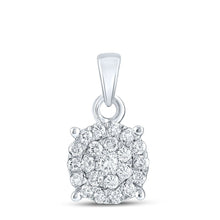 Load image into Gallery viewer, Ethereal Brilliance Diamond Cluster Pendant Top view from the 10Kt White Gold Womens Round Diamond Cluster Pendant 1 4 Cttwpin217430 collection by Splendid Jewellery