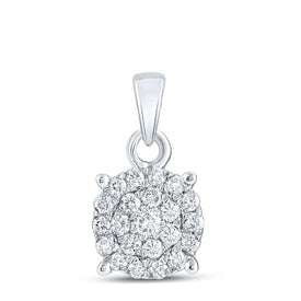 Ethereal Brilliance Diamond Cluster Pendant Top view from the 10Kt White Gold Womens Round Diamond Cluster Pendant 1 4 Cttwpin217430 collection by Splendid Jewellery