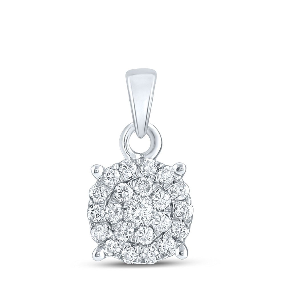 Diamond Cluster Pendant | 10kt White Gold Womens Round Diamond Cluster Pendant 1/4 Cttw | Splendid Jewellery GND