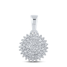 Load image into Gallery viewer, Radiant Brilliance: 10kt White Gold Diamond Cluster Pendant 1/5 Cttw Top view from the 10Kt White Gold Womens Round Diamond Cluster Pendant 1 5 Cttwpin217252 collection by Splendid Jewellery
