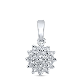Enchanting Radiance: 10kt White Gold Womens Round Diamond Cluster Pendant 1/5 Cttw Top view from the 10Kt White Gold Womens Round Diamond Cluster Pendant 1 5 Cttwpin210729 collection by Splendid Jewellery