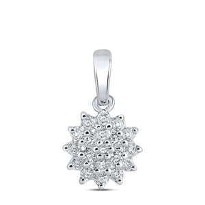 Diamond Cluster Pendant | 10kt White Gold Womens Round Diamond Cluster Pendant 1/5 Cttw | Splendid Jewellery GND
