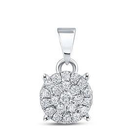 Enchanting Brilliance Diamond Cluster Pendant Top view from the 10Kt White Gold Womens Round Diamond Cluster Pendant 1 6 Cttwpin217411 collection by Splendid Jewellery