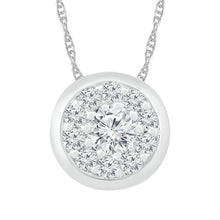 Load image into Gallery viewer, Enchanted Brilliance Diamond Cluster Pendant Top view from the 10Kt White Gold Womens Round Diamond Cluster Pendant 1 6 Cttwpin284073 collection by Splendid Jewellery