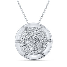 Load image into Gallery viewer, Radiant Brilliance: 10kt White Gold Diamond Cluster Pendant 1/6 Cttw Top view from the 10Kt White Gold Womens Round Diamond Cluster Pendant 1 6 Cttwpin215660 collection by Splendid Jewellery