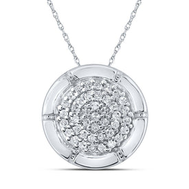 Radiant Brilliance: 10kt White Gold Diamond Cluster Pendant 1/6 Cttw Top view from the 10Kt White Gold Womens Round Diamond Cluster Pendant 1 6 Cttwpin215660 collection by Splendid Jewellery