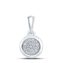 Load image into Gallery viewer, 10kt White Gold Diamond Cluster Pendant - A Mesmerizing Brilliance Top view from the 10Kt White Gold Womens Round Diamond Cluster Pendant 1 6 Cttwpin281774 collection by Splendid Jewellery