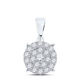 Captivating Brilliance Diamond Cluster Pendant Top view from the 10Kt White Gold Womens Round Diamond Cluster Pendant 2 Cttwpin217498 collection by Splendid Jewellery