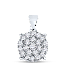 Load image into Gallery viewer, 10kt White Gold Radiant Diamond Cluster Pendant 3/4 Cttw | Splendid Jewellery Top view from the 10Kt White Gold Womens Round Diamond Cluster Pendant 3 4 Cttwpin217431 collection by Splendid Jewellery