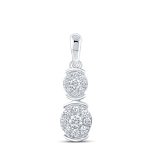 Load image into Gallery viewer, Enchanting Brilliance: 10kt White Gold Double Cluster Diamond Pendant Top view from the 10Kt White Gold Womens Round Diamond Double Cluster Pendant 1 5 Cttwpin212260 collection by Splendid Jewellery