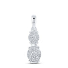 Enchanting Brilliance: 10kt White Gold Double Cluster Diamond Pendant Top view from the 10Kt White Gold Womens Round Diamond Double Cluster Pendant 1 5 Cttwpin212260 collection by Splendid Jewellery