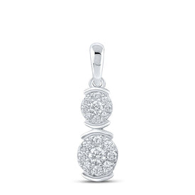 Enchanting Brilliance: 10kt White Gold Double Cluster Diamond Pendant Top view from the 10Kt White Gold Womens Round Diamond Double Cluster Pendant 1 5 Cttwpin212260 collection by Splendid Jewellery