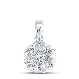 Radiant Blooms Diamond Pendant Top view from the 10Kt White Gold Womens Round Diamond Flower Cluster Pendant 1 3 Cttwpin289305 collection by Splendid Jewellery