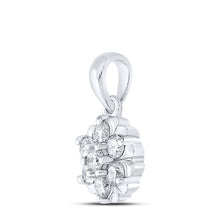 Load image into Gallery viewer, Radiant Blooms Diamond Pendant Side view from the 10Kt White Gold Womens Round Diamond Flower Cluster Pendant 1 3 Cttwpin289305 collection by Splendid Jewellery