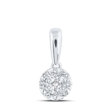 Load image into Gallery viewer, Ethereal Blossom Diamond Pendant Top view from the 10Kt White Gold Womens Round Diamond Flower Cluster Pendant 1 4 Cttwpin237529 collection by Splendid Jewellery