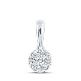 Ethereal Blossom Diamond Pendant Top view from the 10Kt White Gold Womens Round Diamond Flower Cluster Pendant 1 4 Cttwpin237529 collection by Splendid Jewellery