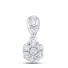 Load image into Gallery viewer, Sparkling Diamond Blossom Pendant | 10kt White Gold Womens Round Diamond Flower Cluster Pendant 1/5 Cttw | Splendid Jewellery Top view from the 10Kt White Gold Womens Round Diamond Flower Cluster Pendant 1 5 Cttwpin289302 collection by Splendid Jewellery