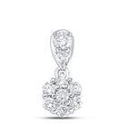 Sparkling Diamond Blossom Pendant | 10kt White Gold Womens Round Diamond Flower Cluster Pendant 1/5 Cttw | Splendid Jewellery Top view from the 10Kt White Gold Womens Round Diamond Flower Cluster Pendant 1 5 Cttwpin289302 collection by Splendid Jewellery
