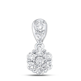 Sparkling Diamond Blossom Pendant | 10kt White Gold Womens Round Diamond Flower Cluster Pendant 1/5 Cttw | Splendid Jewellery Top view from the 10Kt White Gold Womens Round Diamond Flower Cluster Pendant 1 5 Cttwpin289302 collection by Splendid Jewellery