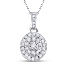 Load image into Gallery viewer, 10kt White Gold Oval Diamond Cluster Pendant - A Mesmerizing Elegance Top view from the 10Kt White Gold Womens Round Diamond Oval Pendant 1 3 Cttwpin288251 collection by Splendid Jewellery