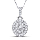 10kt White Gold Oval Diamond Cluster Pendant - A Mesmerizing Elegance Top view from the 10Kt White Gold Womens Round Diamond Oval Pendant 1 3 Cttwpin288251 collection by Splendid Jewellery