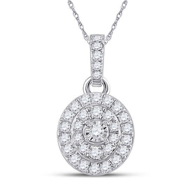 10kt White Gold Oval Diamond Cluster Pendant - A Mesmerizing Elegance Top view from the 10Kt White Gold Womens Round Diamond Oval Pendant 1 3 Cttwpin288251 collection by Splendid Jewellery
