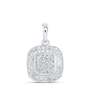 Diamond Cluster Pendant | 10kt White Gold Womens Round Diamond Square Pendant 1/3 Cttw | Splendid Jewellery GND