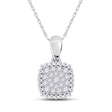 Load image into Gallery viewer, Splendid Jewellery 10kt White Gold Diamond Square Cluster Pendant Top view from the 10Kt White Gold Womens Round Diamond Square Pendant 1 6 Cttwpin288264 collection by Splendid Jewellery