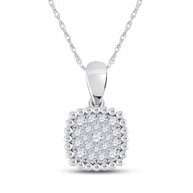Splendid Jewellery 10kt White Gold Diamond Square Cluster Pendant Top view from the 10Kt White Gold Womens Round Diamond Square Pendant 1 6 Cttwpin288264 collection by Splendid Jewellery