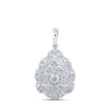 Load image into Gallery viewer, Teardrop Brilliance: 10kt White Gold Diamond Cluster Pendant Top view from the 10Kt White Gold Womens Round Diamond Teardrop Pendant 1 Cttwpin230855 collection by Splendid Jewellery