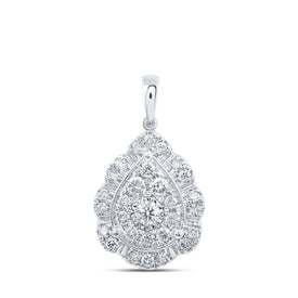 Teardrop Brilliance: 10kt White Gold Diamond Cluster Pendant Top view from the 10Kt White Gold Womens Round Diamond Teardrop Pendant 1 Cttwpin230855 collection by Splendid Jewellery