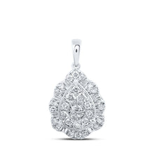 Load image into Gallery viewer, Radiant Elegance: 10kt White Gold Teardrop Diamond Pendant Top view from the 10Kt White Gold Womens Round Diamond Teardrop Pendant 1 2 Cttwpin230873 collection by Splendid Jewellery