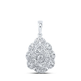 Radiant Elegance: 10kt White Gold Teardrop Diamond Pendant Top view from the 10Kt White Gold Womens Round Diamond Teardrop Pendant 1 2 Cttwpin230873 collection by Splendid Jewellery