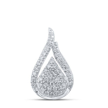 Load image into Gallery viewer, Teardrop Brilliance: 10kt White Gold Diamond Cluster Pendant Top view from the 10Kt White Gold Womens Round Diamond Teardrop Pendant 1 5 Cttwpin214599 collection by Splendid Jewellery