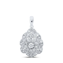 Load image into Gallery viewer, 10kt White Gold Diamond Cluster Teardrop Pendant - A Mesmerizing Display of Elegance and Brilliance Top view from the 10Kt White Gold Womens Round Diamond Teardrop Pendant 3 4 Cttwpin230850 collection by Splendid Jewellery