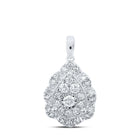 10kt White Gold Diamond Cluster Teardrop Pendant - A Mesmerizing Display of Elegance and Brilliance Top view from the 10Kt White Gold Womens Round Diamond Teardrop Pendant 3 4 Cttwpin230850 collection by Splendid Jewellery