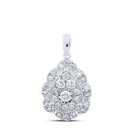 10kt White Gold Diamond Cluster Teardrop Pendant - A Mesmerizing Display of Elegance and Brilliance Top view from the 10Kt White Gold Womens Round Diamond Teardrop Pendant 3 4 Cttwpin230850 collection by Splendid Jewellery