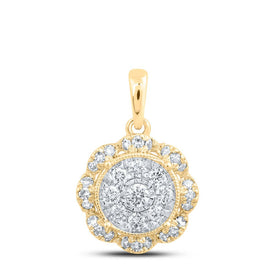 10kt Yellow Gold Diamond Cluster Circle Pendant - Timeless Elegance and Radiant Brilliance product  Top View from Splendid Jewellery