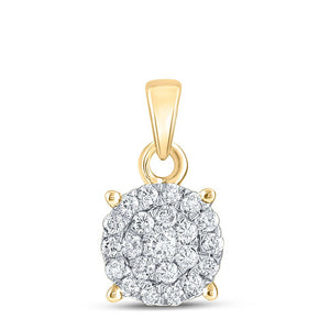 Diamond Cluster Pendant | 10kt Yellow Gold Womens Round Diamond Cluster Pendant 1/2 Cttw | Splendid Jewellery GND