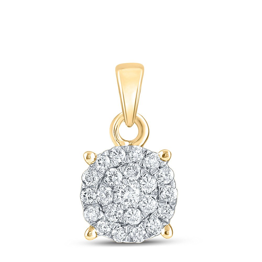 Diamond Cluster Pendant | 10kt Yellow Gold Womens Round Diamond Cluster Pendant 1/2 Cttw | Splendid Jewellery GND