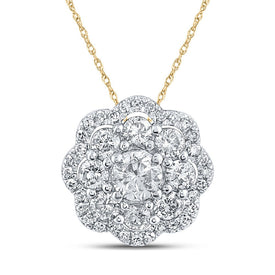 Radiant Diamond Brilliance Pendant | 10kt Yellow Gold Womens Round Diamond Cluster Pendant 1/2 Cttw product  Top View from Splendid Jewellery