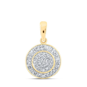 Diamond Cluster Pendant | 10kt Yellow Gold Womens Round Diamond Cluster Pendant 1/3 Cttw | Splendid Jewellery GND