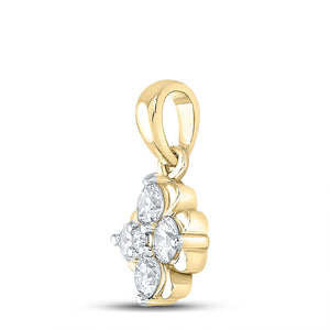 Diamond Cluster Pendant | 10kt Yellow Gold Womens Round Diamond Cluster Pendant 1/3 Cttw | Splendid Jewellery GND