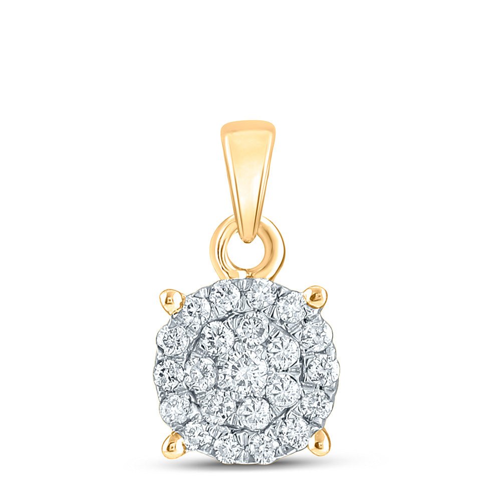 Diamond Cluster Pendant | 10kt Yellow Gold Womens Round Diamond Cluster Pendant 1/4 Cttw | Splendid Jewellery GND