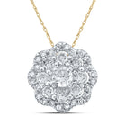 Radiant Cluster of Diamonds Pendant | 10kt Yellow Gold Womens Round Diamond Cluster Pendant 1/4 Cttw | Splendid Jewellery product  Top View from Splendid Jewellery