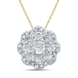 Radiant Cluster of Diamonds Pendant | 10kt Yellow Gold Womens Round Diamond Cluster Pendant 1/4 Cttw | Splendid Jewellery product  Top View from Splendid Jewellery