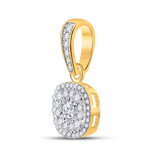 Diamond Cluster Pendant | 10kt Yellow Gold Womens Round Diamond Cluster Pendant 1/4 Cttw | Splendid Jewellery GND